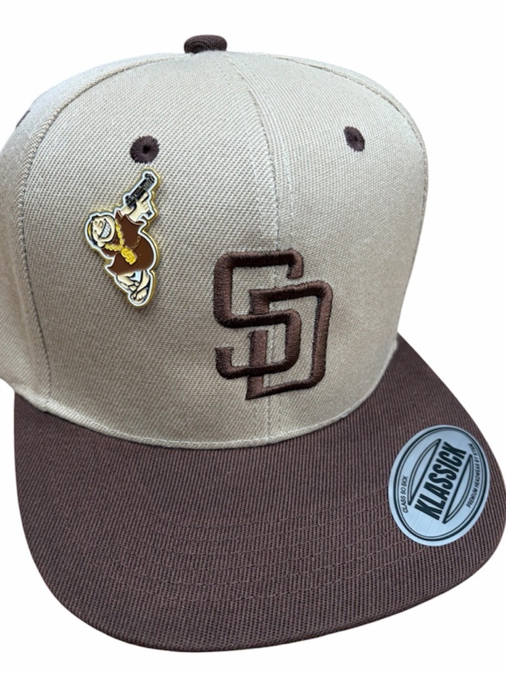 San Diego Snapback Cap with Brown Brim San Diego padres hat friar hat pin SD hat